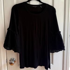Kobi Halperin Black Top Blouse Small S Rayon KS2K01 Layering Designer Boho EUC